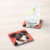 白黒エレガント犬のポートレート コースター (右側)