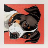 白黒エレガント犬のポートレート ジグソーパズル (横)