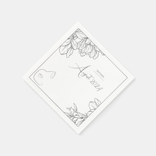 白黒エレガント猫好きベビーシャワー スタンダードカクテルナプキン (角)