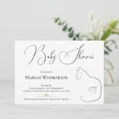 白黒エレガント猫好きベビーシャワー 招待状 (スタンド正面)