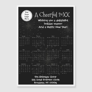 白黒エレガント磁気通年カレンダー