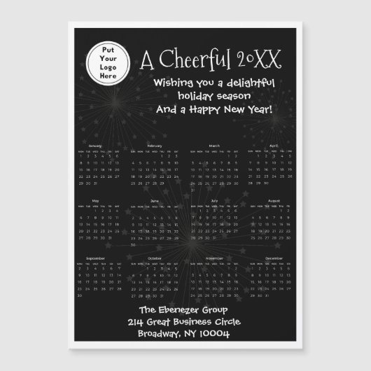 白黒エレガント磁気通年カレンダー (正面)