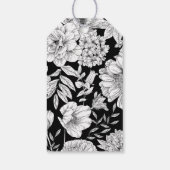 白黒エレガント結婚フローラありがとう ギフトタグ (裏面)