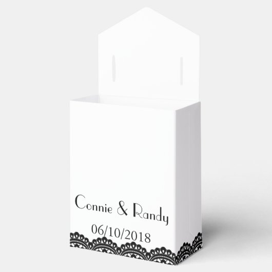 白黒エレガント結婚式の引き出物箱 フェイバーボックス (オープン)