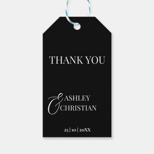 白黒エレガント結婚式の引き出物 ギフトタグ (正面)