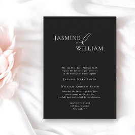 白黒エレガント結婚式招待状モダン 招待状