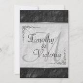 白黒エレガント結婚式招待状 招待状 (正面)