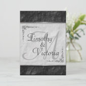白黒エレガント結婚式招待状 招待状 (スタンド正面)