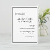 白黒エレガント結婚式招待状 招待状 (スタンド正面)