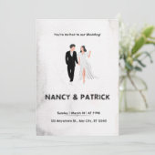 白黒エレガント結婚式招待状 招待状 (スタンド正面)