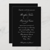 白黒エレガント結婚式招待状 招待状 (正面/裏面)