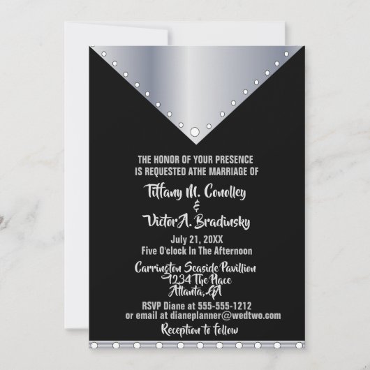 白黒エレガント結婚式招待状 招待状 (正面)