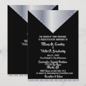 白黒エレガント結婚式招待状 招待状 (正面/裏面)