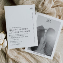 白黒エレガント結婚式招待状MADDY