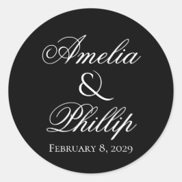 白黒エレガント結婚式用シール ラウンドシール