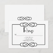 白黒エレガント結婚式RSVPカード 出欠カード (正面/裏面)