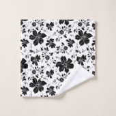 白黒エレガント花柄ホワイトブラック バスタオルセット (ウォッシュタオル)