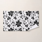 白黒エレガント花柄ホワイトブラック バスタオルセット (ハンドタオル)
