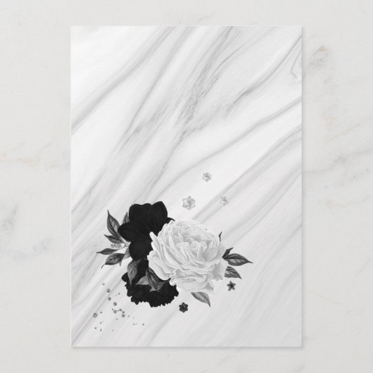 白黒エレガント花詳細囲いカード エンクロージャーカード (裏面)