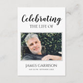 白黒エレガント葬儀祈りの言葉カード(写真付) エンクロージャーカード (正面)