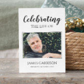 白黒エレガント葬儀祈りの言葉カード(写真付) エンクロージャーカード