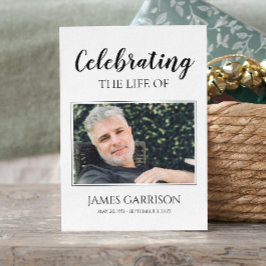 白黒エレガント葬儀祈りの言葉カード（写真付） エンクロージャーカード