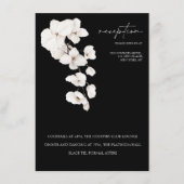 白黒エレガント蘭の結婚式のレセプション エンクロージャーカード (正面)