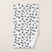 白黒エレガント蝶バスルーム用タオルセット バスタオルセット (ハンドタオル)