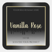 白黒エレガント製品ラベルのクリームフレーム スクエアシール (正面)