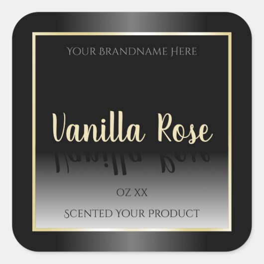 白黒エレガント製品ラベルのクリームフレーム スクエアシール (正面)