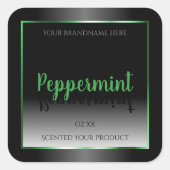 白黒エレガント製品ラベルの緑の枠 スクエアシール (正面)