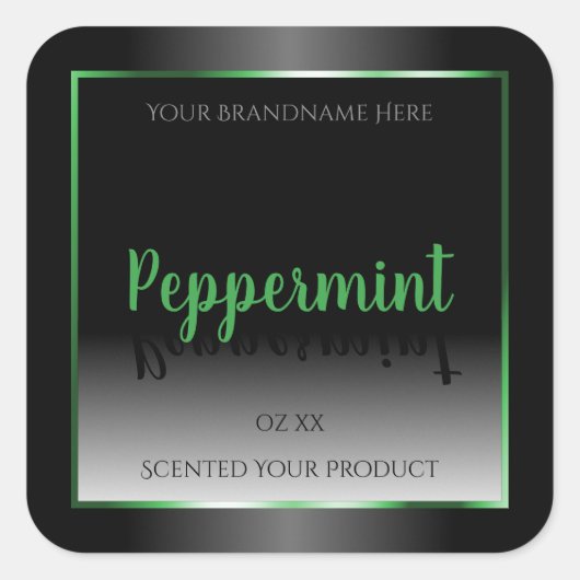 白黒エレガント製品ラベルの緑の枠 スクエアシール (正面)