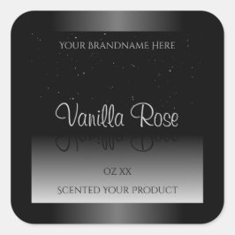 白黒エレガント製品ラベルソフトグリッター スクエアシール