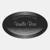 白黒エレガント製品ラベルソフトグリッター 楕円形シール (正面)