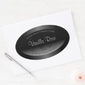 白黒エレガント製品ラベルソフトグリッター 楕円形シール (封筒)