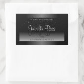 白黒エレガント製品ラベルソフトグリッター 長方形シール (バッグ)