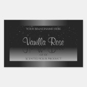 白黒エレガント製品ラベルソフトグリッター 長方形シール (正面)