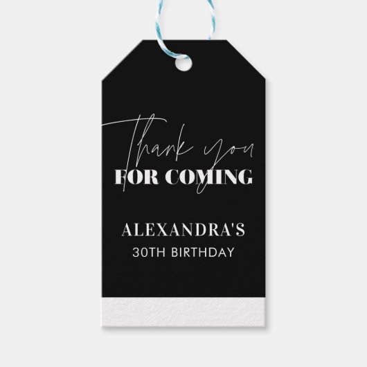 白黒エレガント誕生日サンキュー ギフトタグ (正面)