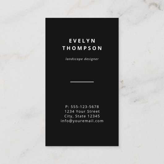 白黒エレガント造園植物枝 名刺 (裏面)