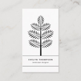 白黒エレガント造園植物枝 名刺