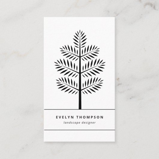 白黒エレガント造園植物枝 名刺 (正面)