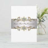 白黒エレガント金ゴールドガールズファースト聖餐式 招待状 (スタンド正面)