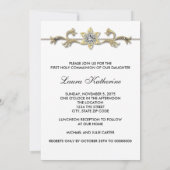 白黒エレガント金ゴールドガールズファースト聖餐式 招待状 (裏面)