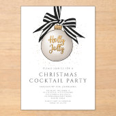 白黒エレガント金ゴールドクリスマスカクテルパーティー アクリル招待状 (正面)