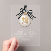 白黒エレガント金ゴールドクリスマスカクテルパーティー アクリル招待状 (インサイチュ (ポータブル))