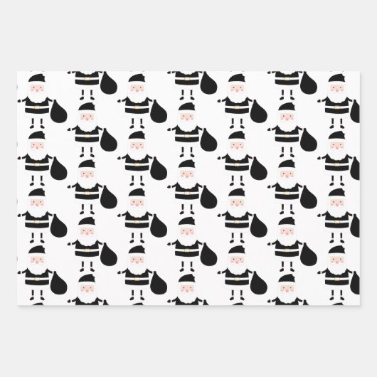 白黒エレガント金ゴールドクリスマス引用文ギフト ラッピングペーパーシート (正面3)