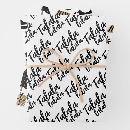 白黒エレガント金ゴールドクリスマス引用文ギフト ラッピングペーパーシート (インサイチュ)