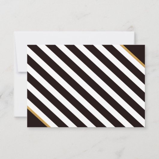 白黒エレガント金ゴールドストライプウェディングレセプション 招待状 (裏面)