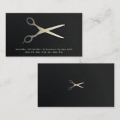 白黒エレガント金ゴールドフェイク理容師 名刺 (正面/裏面)