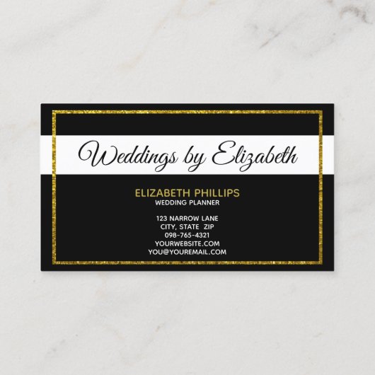 白黒エレガント金ゴールドモノグラムテンプレート 名刺 (裏面)